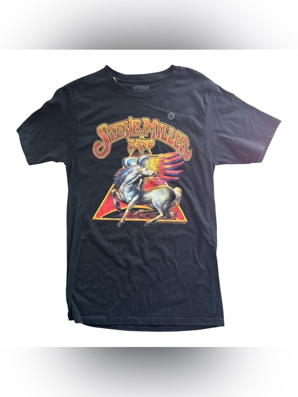 Steve Miller Band Concert Graphic Tee Winged Horse S Not Faded Black Cotton